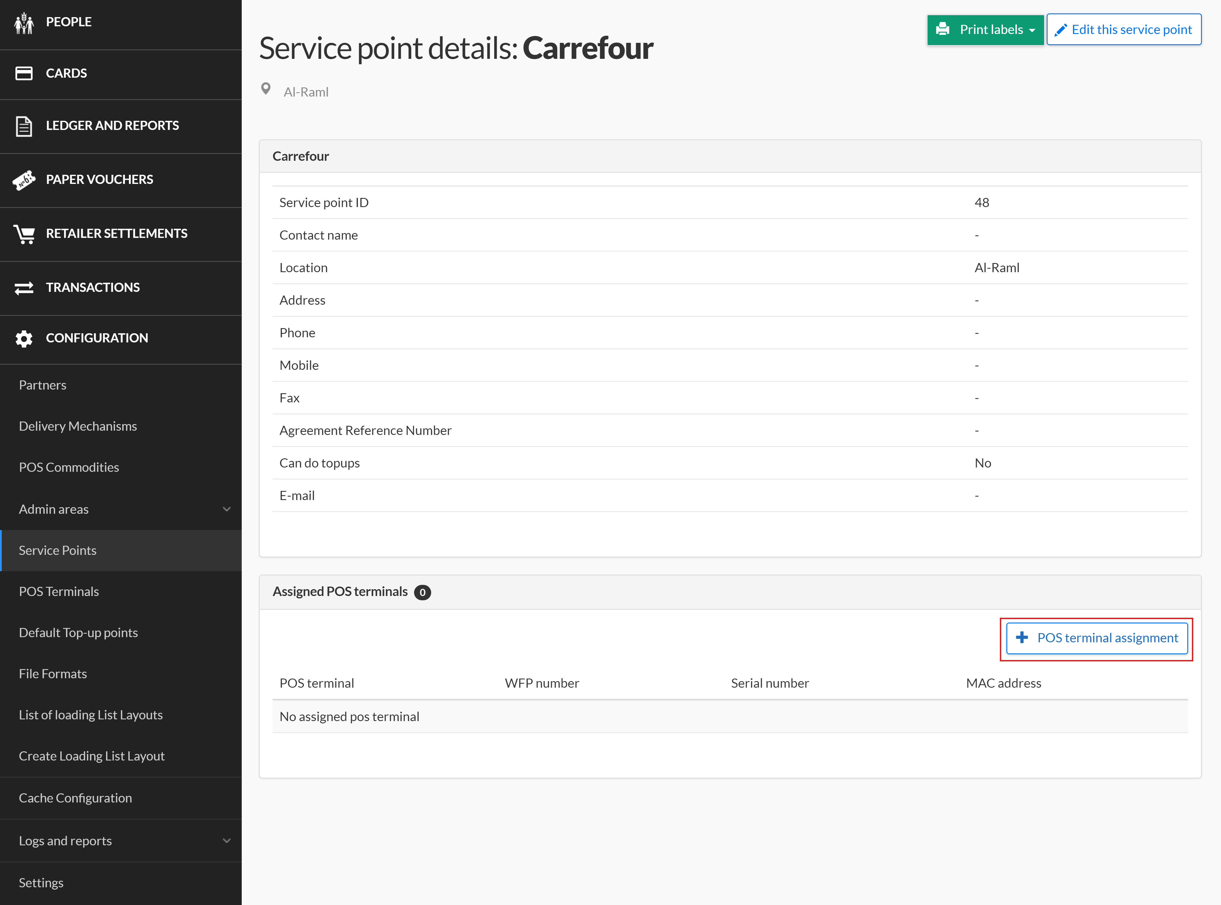 Setting Up Service Points
